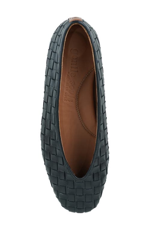 Gentle Souls By Kenneth Cole Willow Woven Flat In Black Leather
