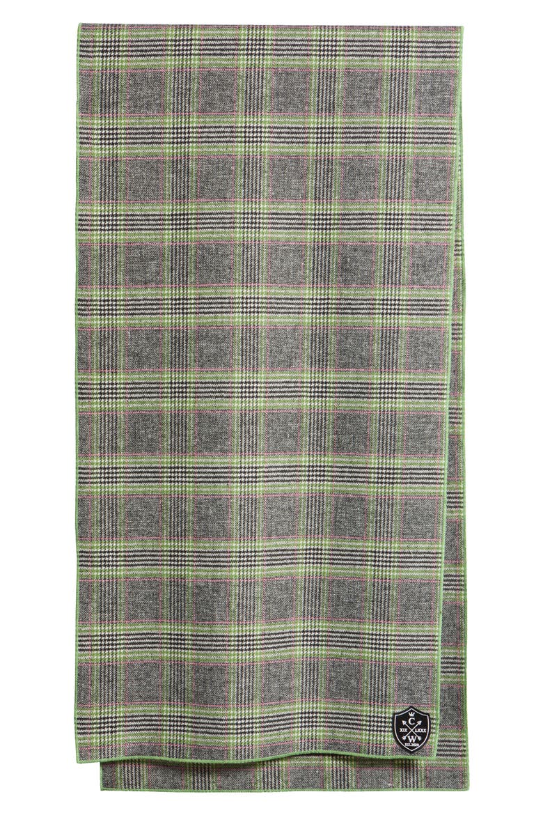 Glen Plaid Wool Scarf, Alternate, color, BLACK