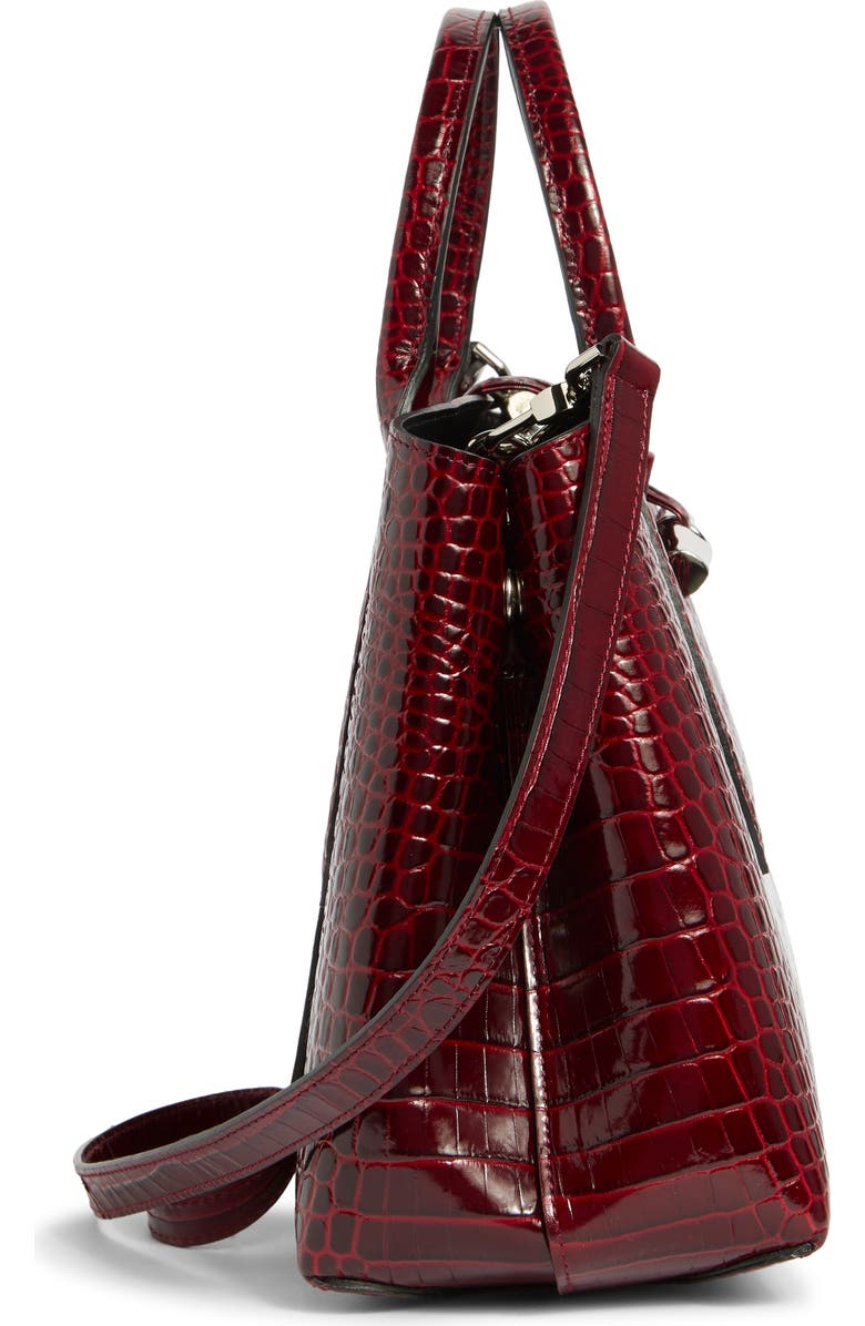 Longchamp Medium Roseau Croc Embossed Top Handle Crossbody Bag, Alternate, color,