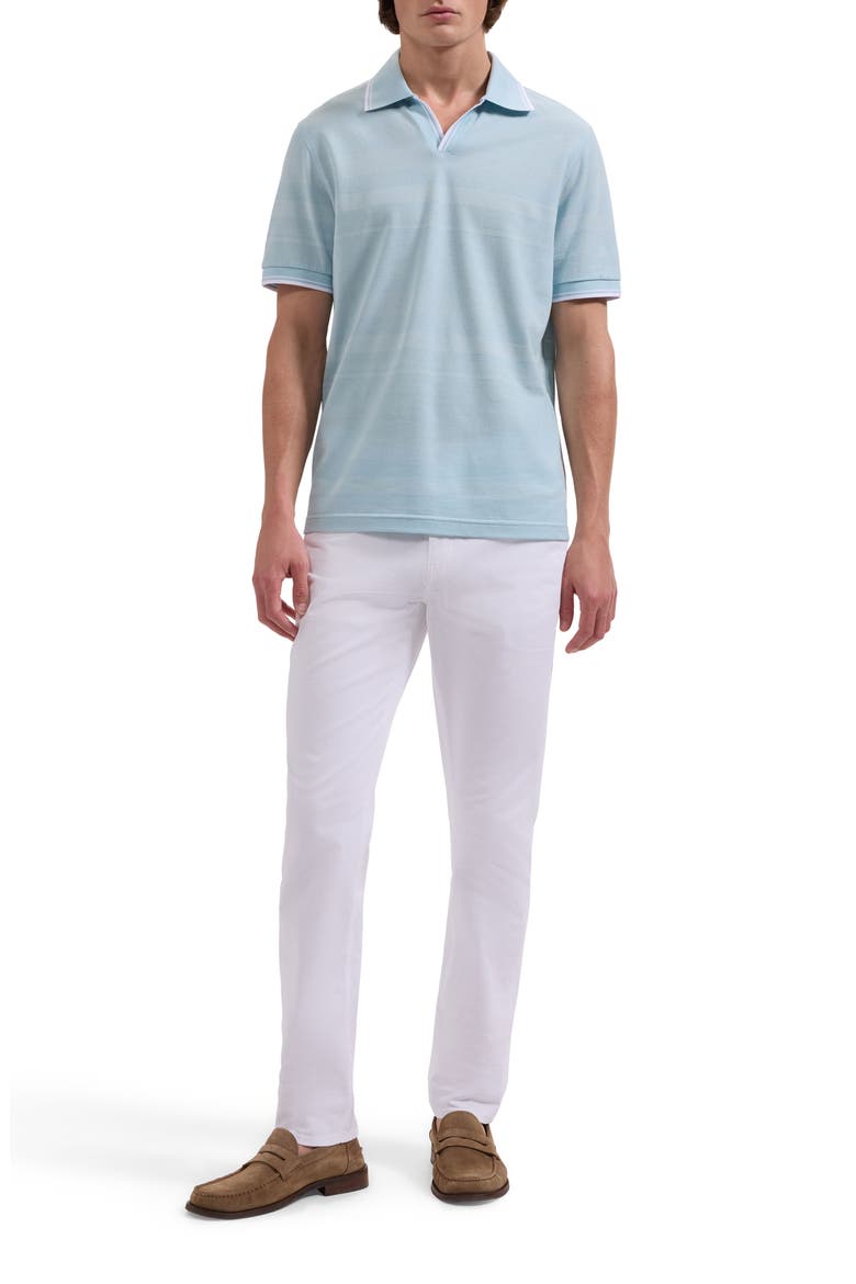 Textured Stripe Johnny Collar Polo, Alternate, color, ETHER