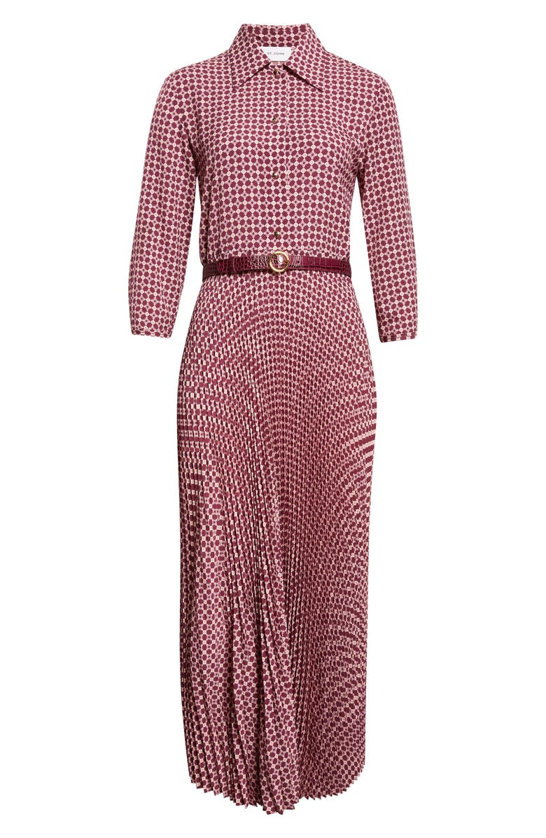 ST. JOHN Print Pleated Shirtdress, Alternate, color, Boysenberry/ Rose Quartz Multi