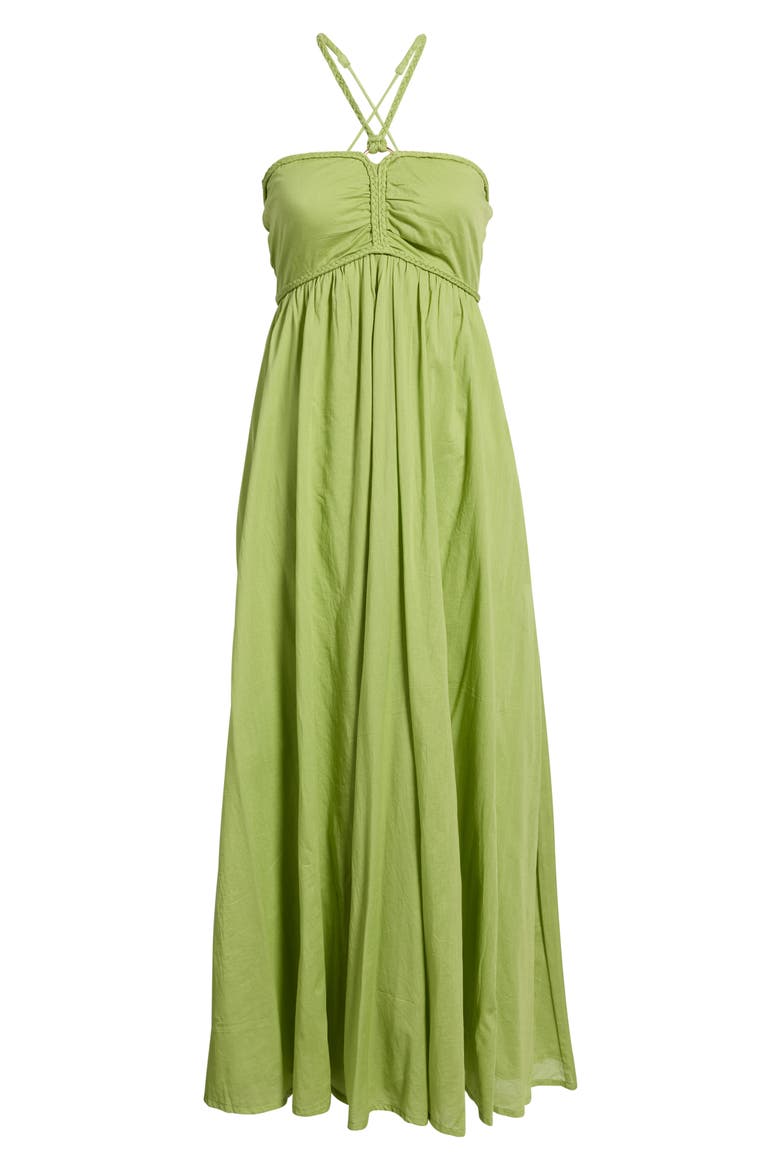 Ruched Halter Neck Cotton Maxi Sundress, Alternate, color, TENDRIL