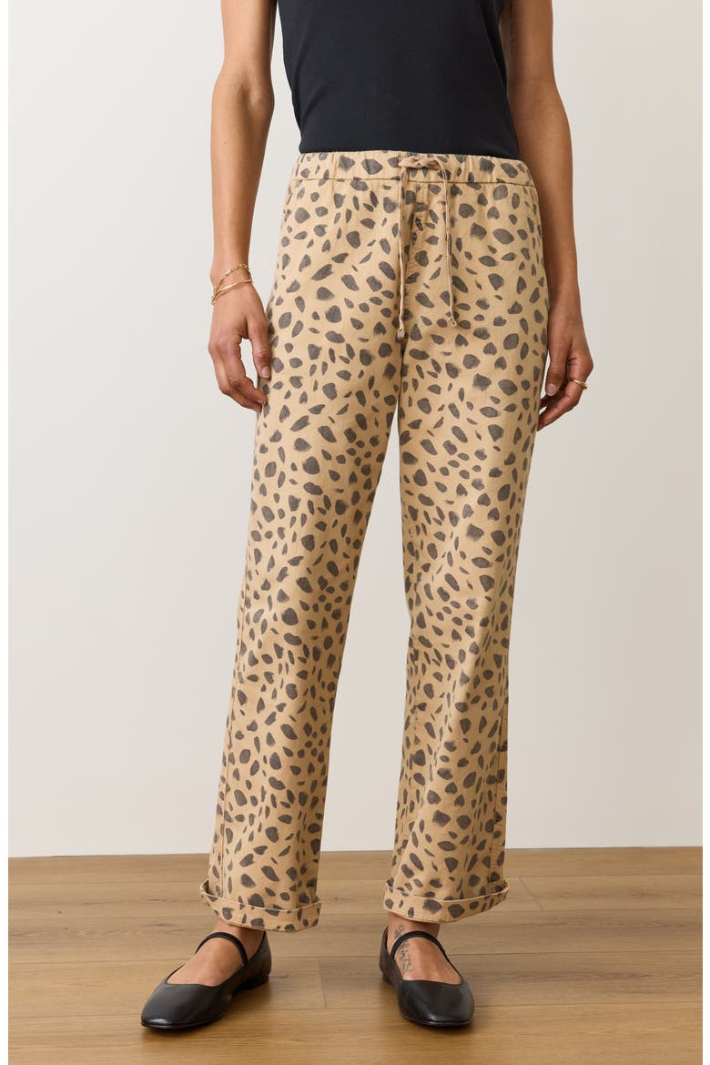 Print Denim Drawstring Pants, Alternate, color, ABSTRACT ANIMAL PRINT