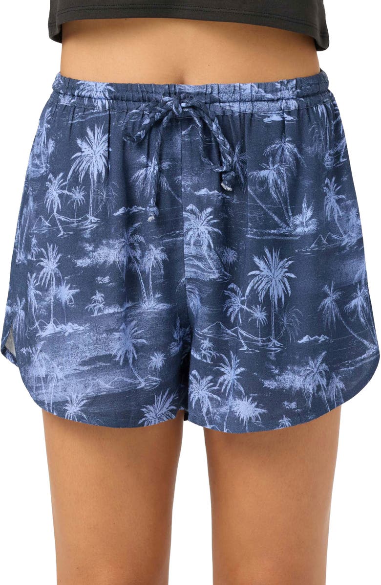O'Neill Millie Tropical Scene Shorts, Alternate, color, Nightshadow Blue
