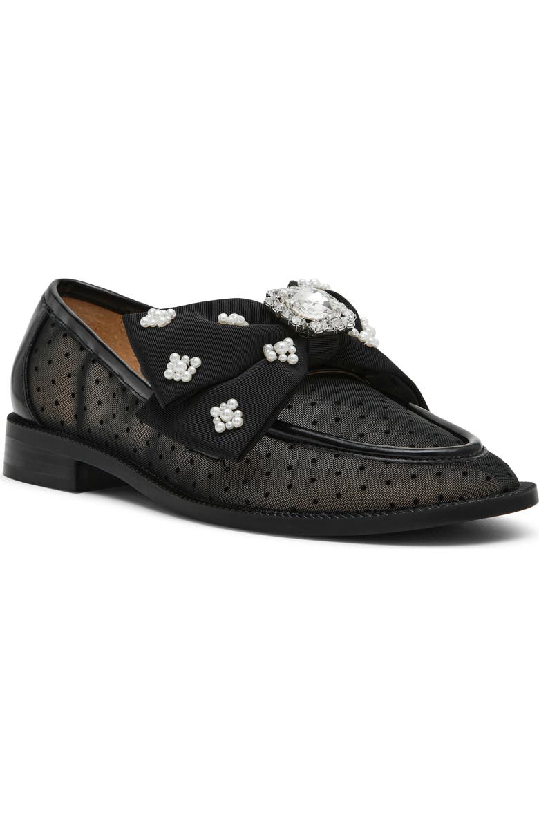 Betsey Johnson Seth Pointed Toe Mesh Flat, Main, color, Black