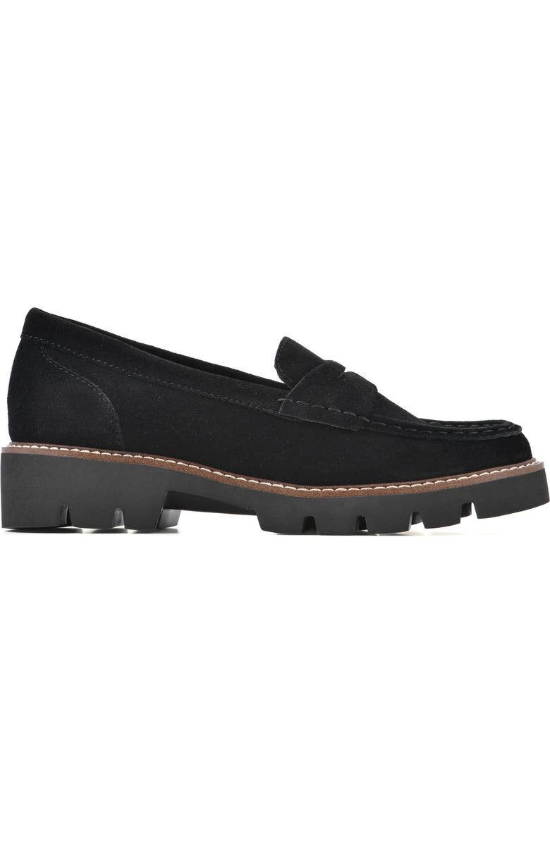 White Mountain Footwear Gunner Lug Sole Platform Penny Loafer, Alternate, color, Black
