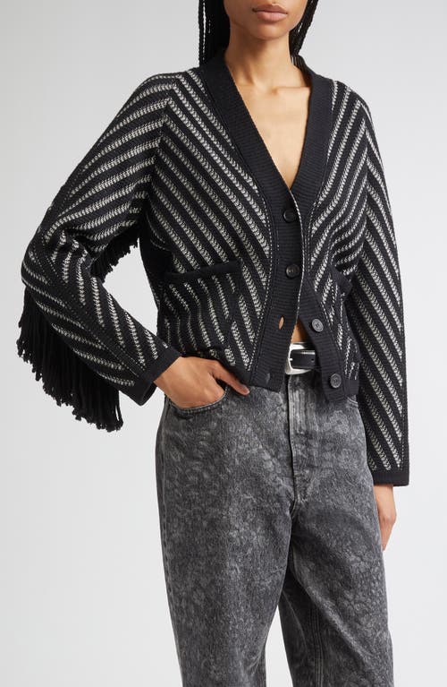 Golden Goose Journey Olivia Fringe Trim Virgin Wool Cardigan In Black