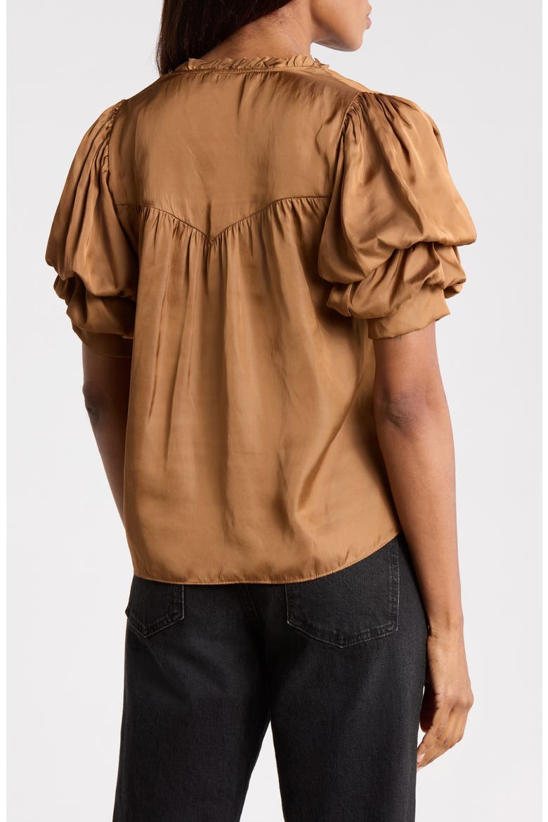 Ruffle V-Neck Blouse, Alternate, color, PEANUT