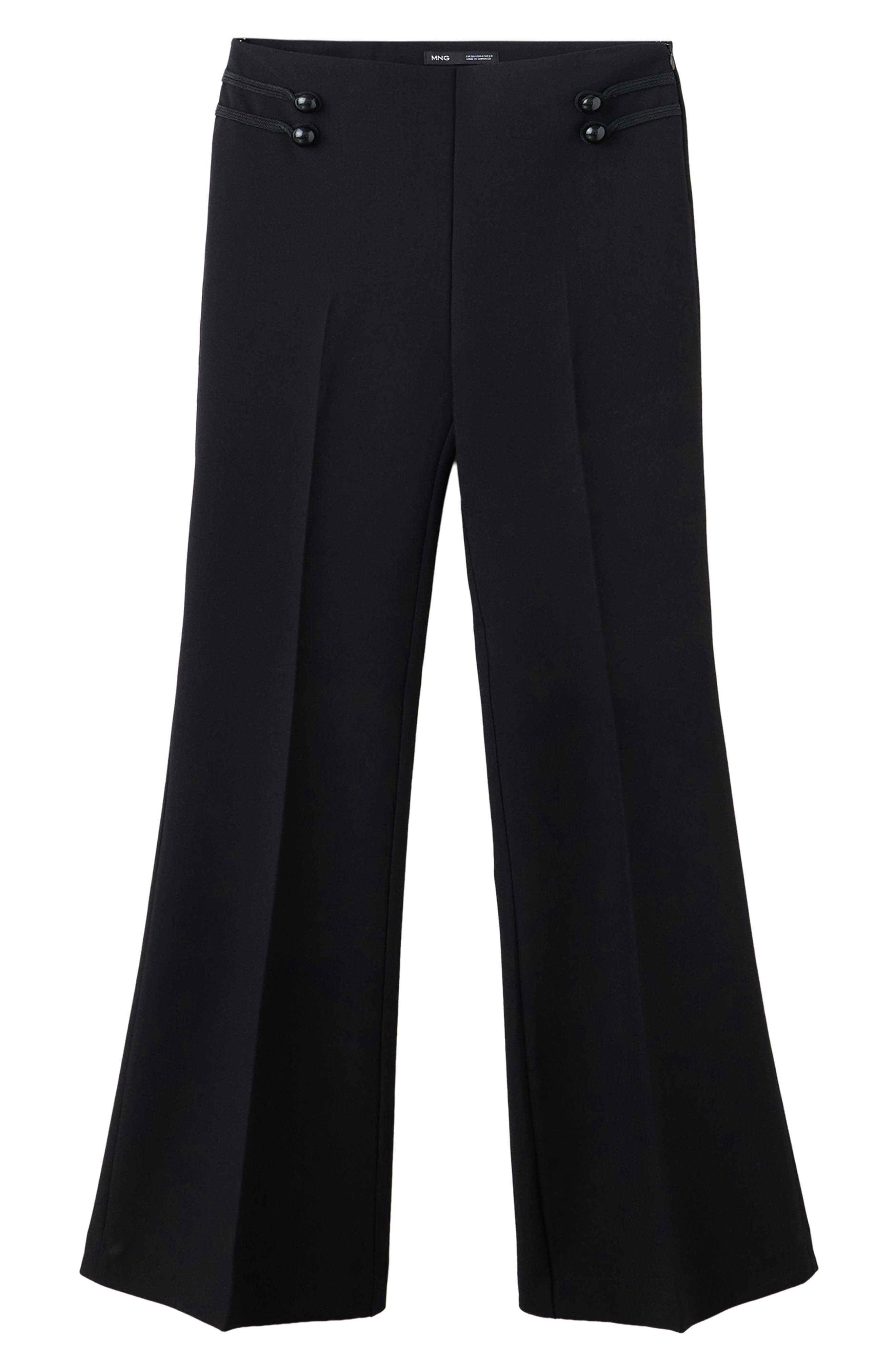 MANGO Slim Fit Frog Fastening Wide Leg Pants (Women) | Nordstrom