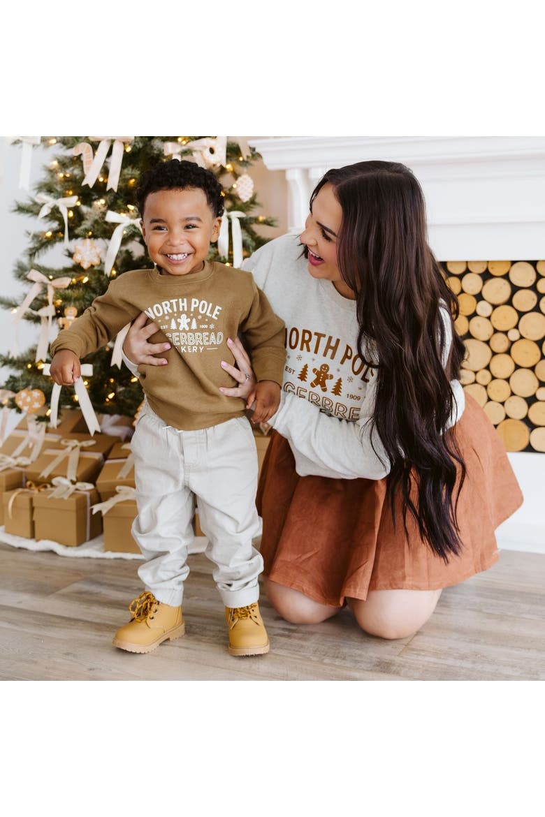 North Pole Gingerbread Christmas Women's Sweatshirt, Alternate, color, Natural Heather