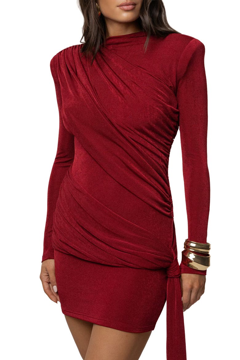 Moments Draped Mini Dress, Alternate, color, Berry