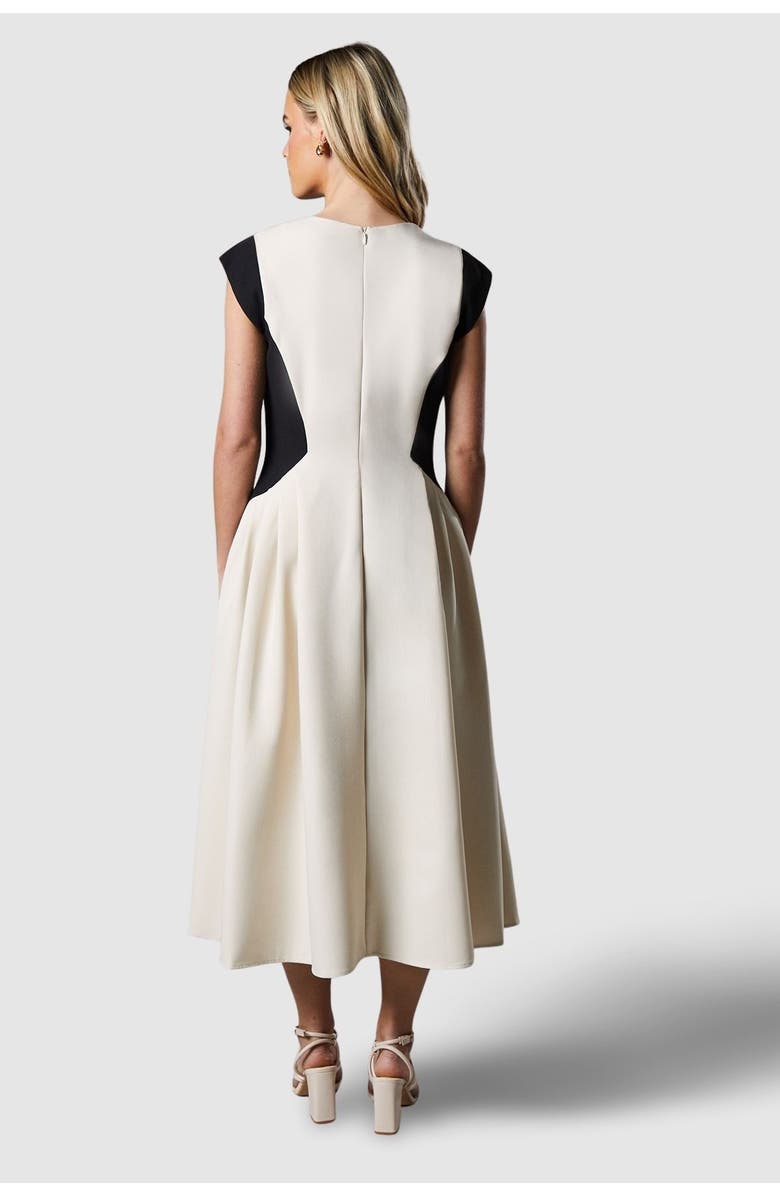 Coast Petite Crepe Colour Block Midi Dress, Alternate, color, Mono