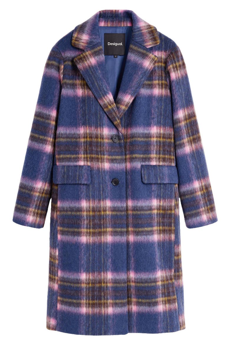 Plaid Overcoat, Alternate, color, NAVY BLUE