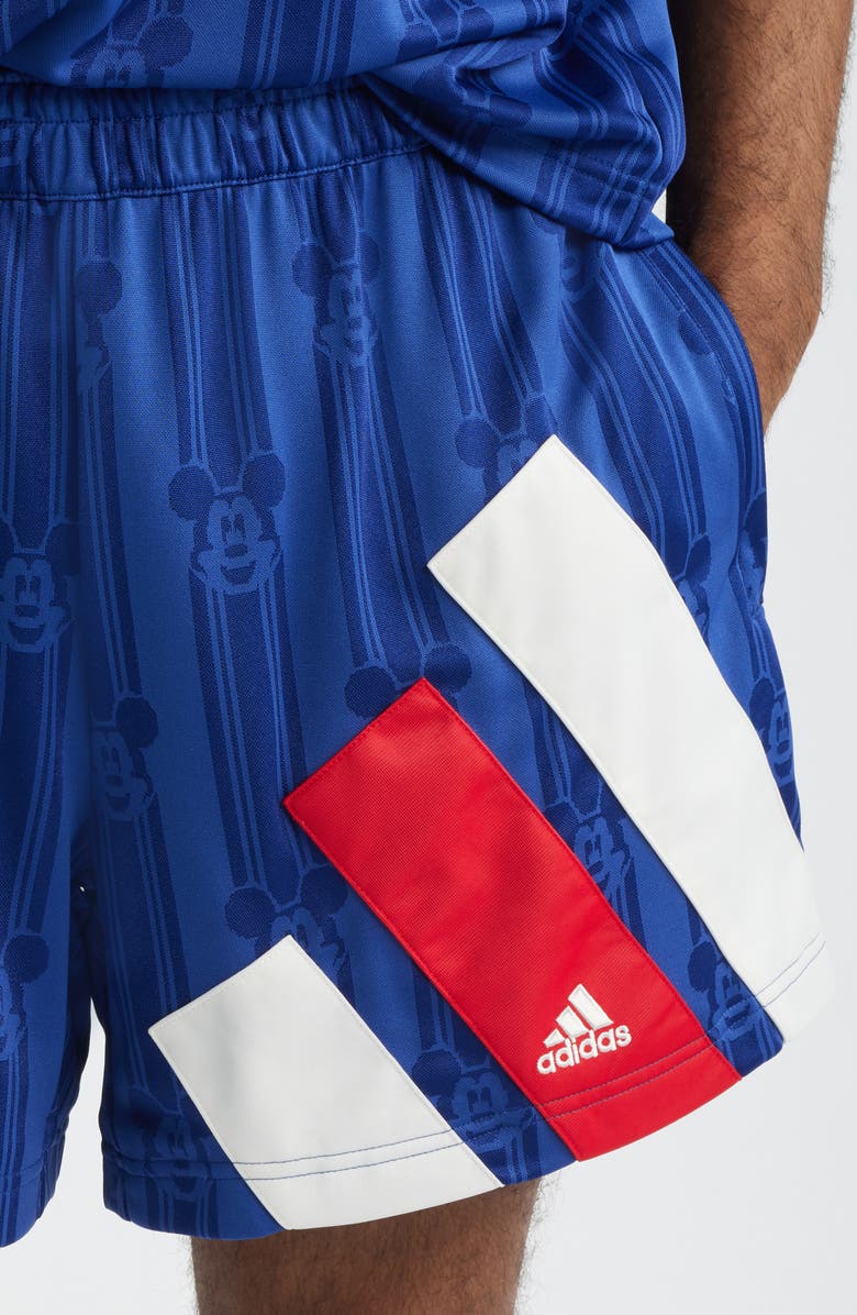 adidas Originals x Brain Dead Disney Football Shorts, Alternate, color, Victory Blue
