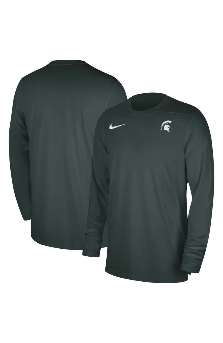 Nike Men's Nike Green Michigan State Spartans 2023 Sideline Coaches Long Sleeve Performance Top, Main, color, 