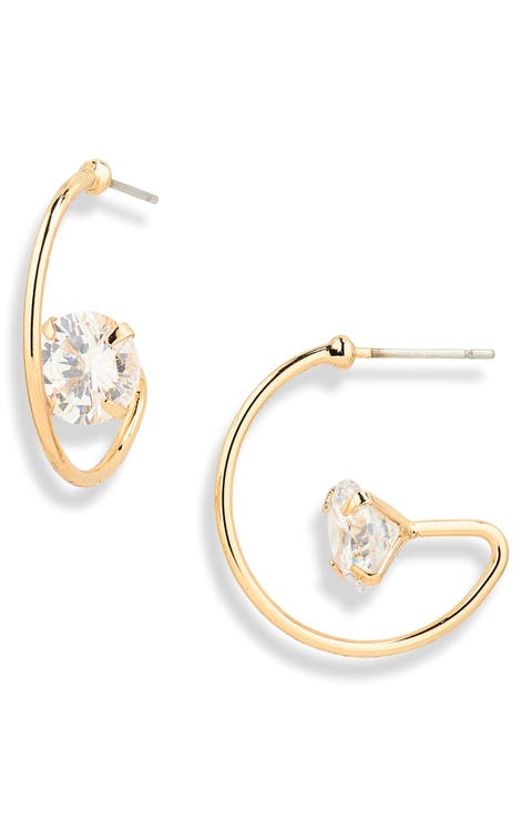 Cubic Zirconia C-Hoop Earrings