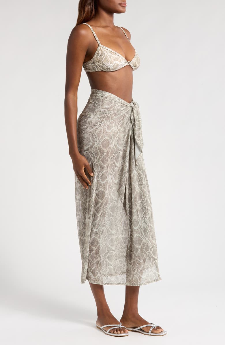 Good American Snakeskin Print Mesh Sarong, Alternate, color,