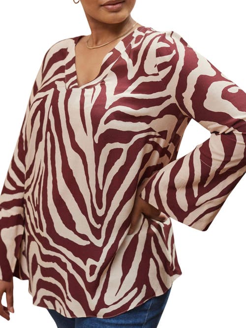 Live Unlimited Animal Print Split Sleeve Blouse In Multi