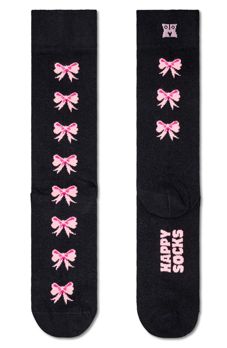 Happy Socks Bow Jacquard Crew Socks, Alternate, color, Black
