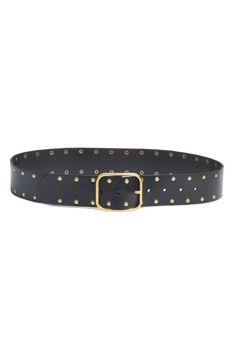 Treasure & Bond Wren Stud Leather Belt, Main, color, Black