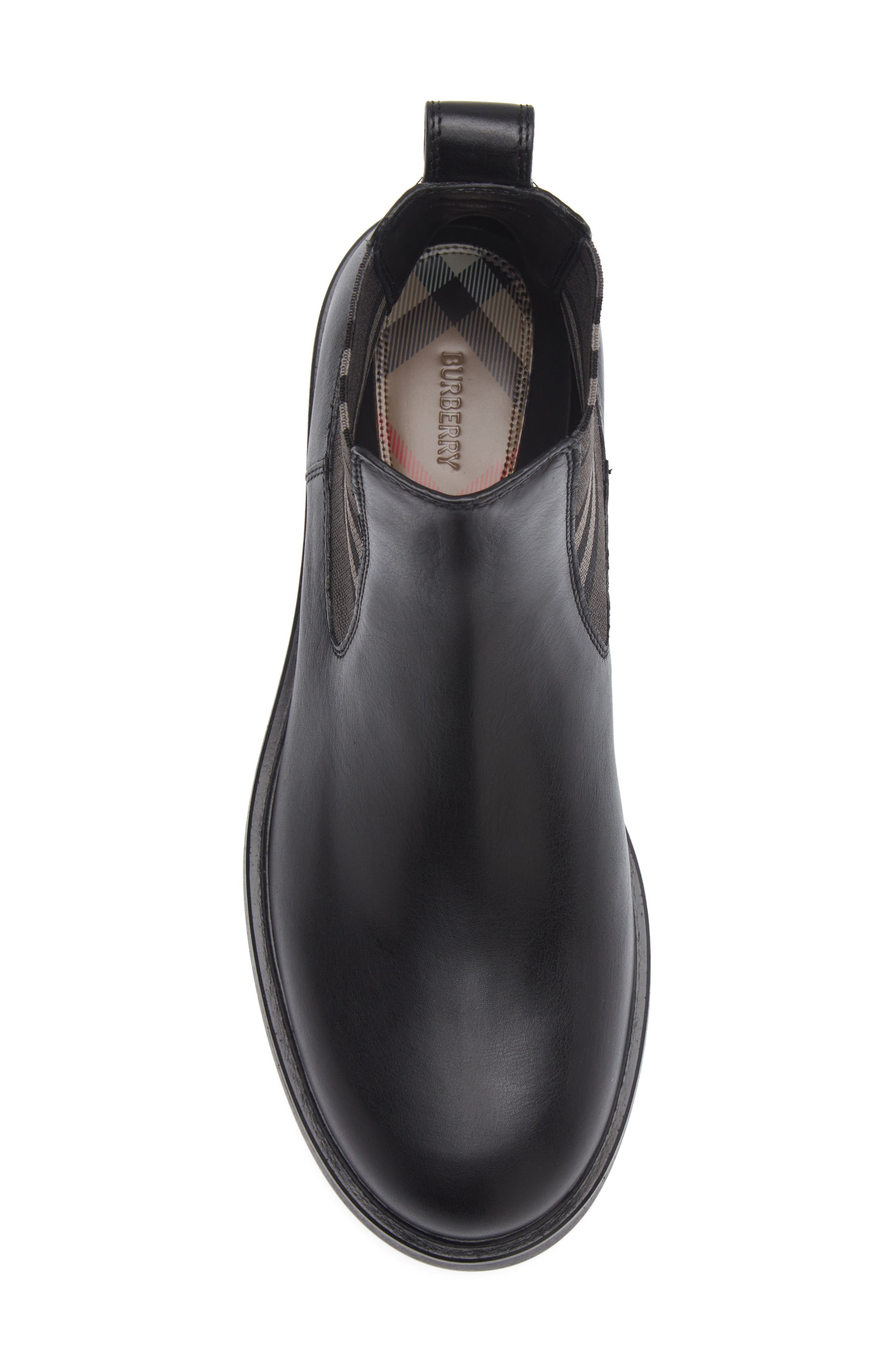 Burberry Pembroke Check Chelsea Boot, Alternate, color, Black