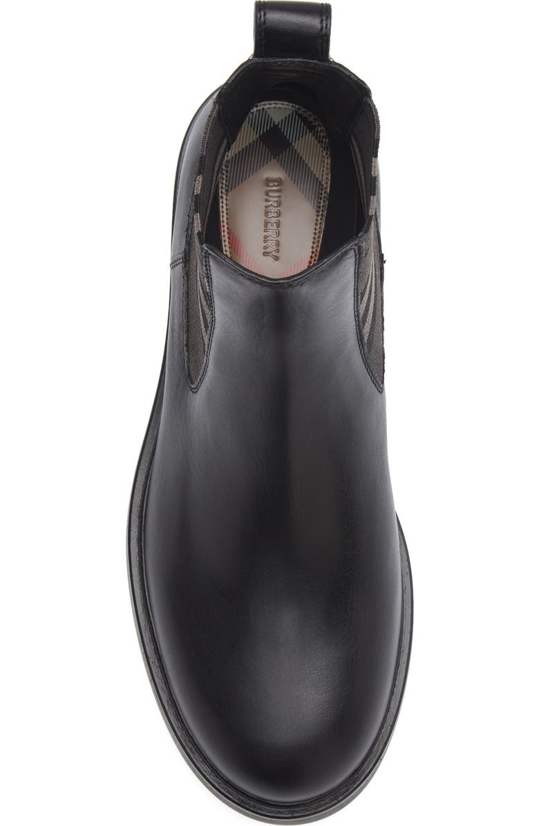 Burberry Pembroke Check Chelsea Boot, Alternate, color, Black