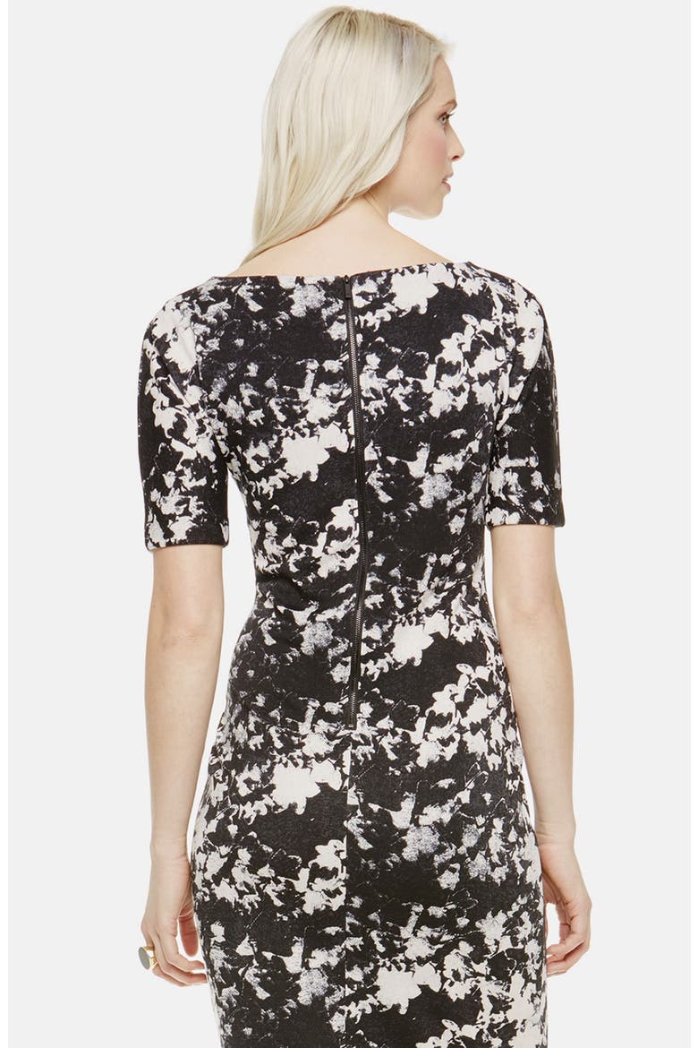 'Bustling Floral' Print Scuba Knit Sheath Dress, Alternate, color, SWAN GREY