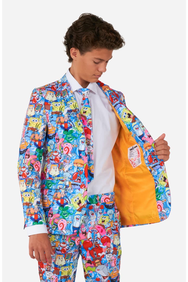 Kids' SpongeBob Frenzy Two-Piece Suit & Tie Set, Alternate, color, BLUE MULTI