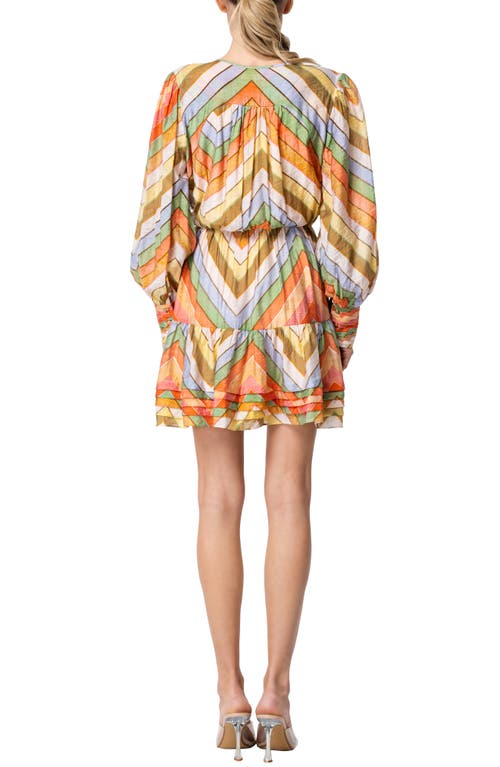 CIEBON CIEBON EMERIE CHEVRON STRIPE LONG SLEEVE MINIDRESS 
