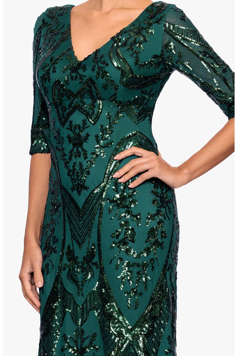Sequin V-Neck Dress, Alternate, color, EMERALD