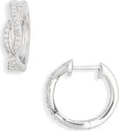 EFFY Sterling Silver Pavé Diamond Huggie Hoop Earrings