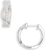 EFFY Sterling Silver Pavé Diamond Huggie Hoop Earrings