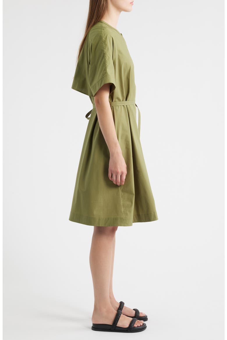 Tie Waist Cotton Midi Dress, Alternate, color, GREEN MEDIUM