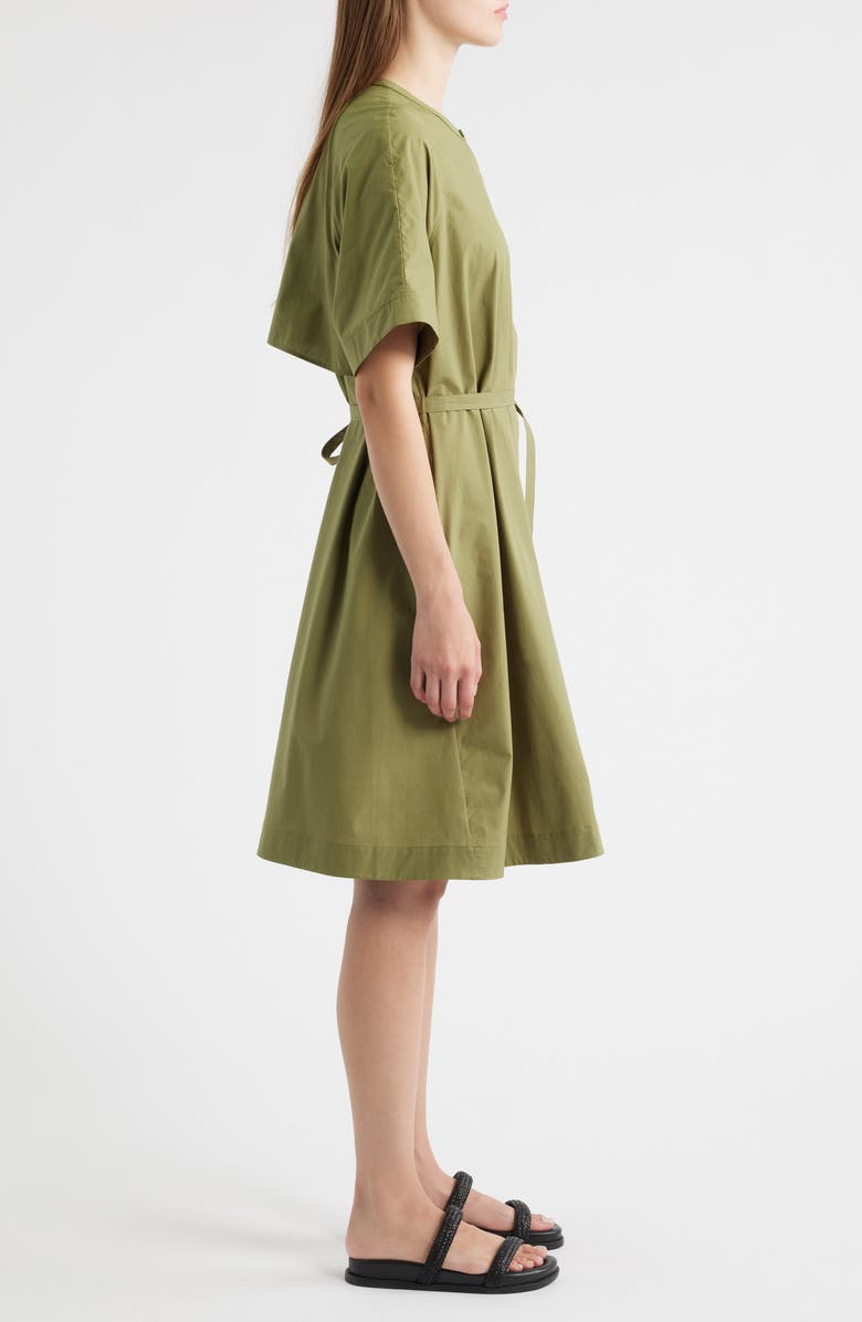 COS Tie Waist Cotton Midi Dress, Alternate, color, Green Medium