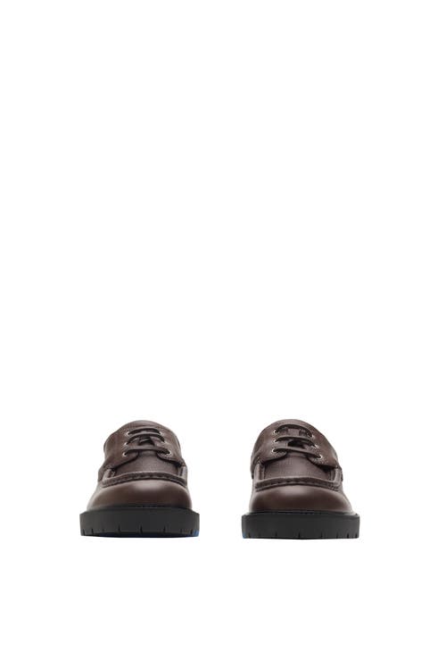 Burberry Raft Leather Loafers In Log