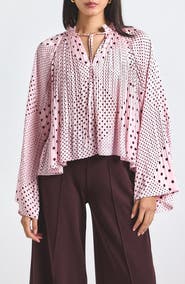 Derek Lam 10 Crosby Clara Mixed Dot Satin Top