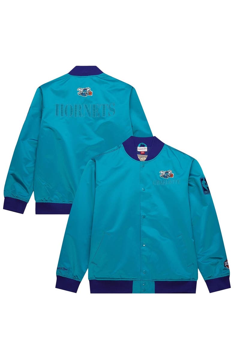 Mitchell & Ness Men's Mitchell & Ness Teal Charlotte Hornets Hardwood Classics Team OG 3.0 Lightweight Satin Full-Snap Jacket, Main, color, Teal