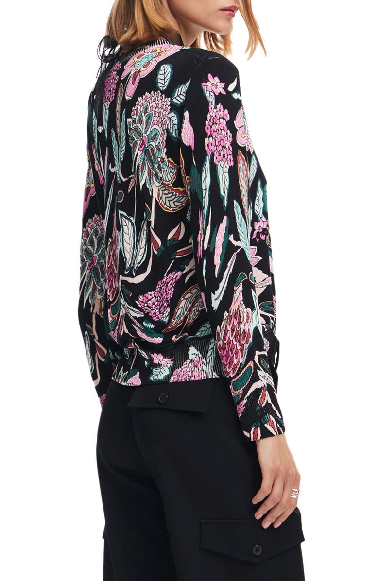 Desigual Manchester Floral Print Crewneck Sweater, Alternate, color, Black