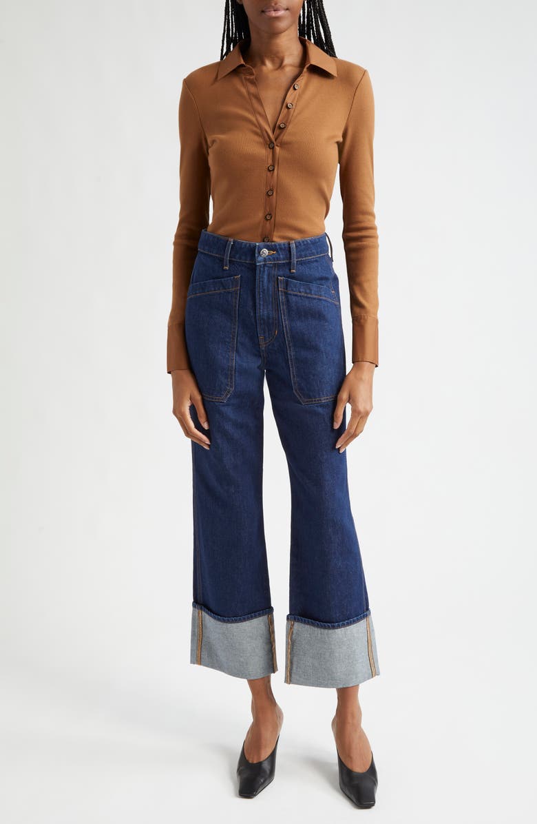 Veronica Beard Dylan Cuffed High Waist Relaxed Straight Leg Jeans, Alternate, color,