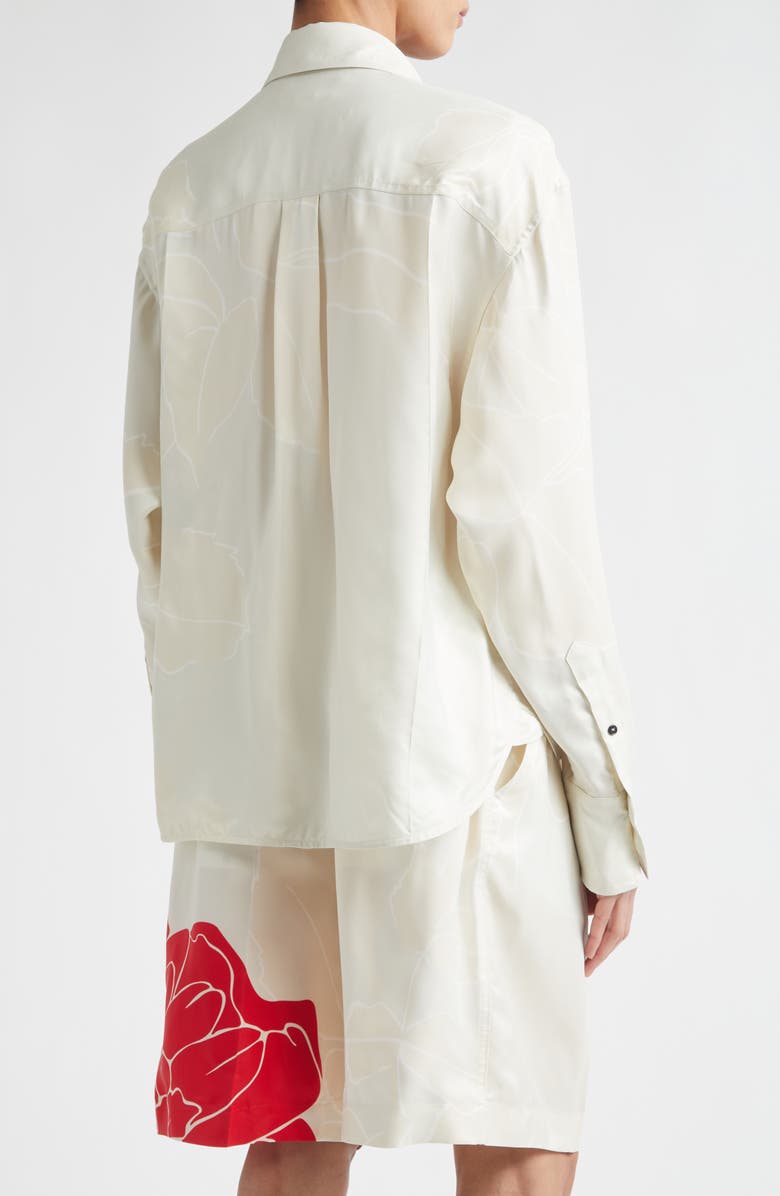 Victoria Beckham Long Sleeve Crop Button-Up Shirt, Alternate, color, Shell Cardinal Red