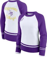 WEAR by Erin Andrews Women's WEAR by Erin Andrews White/Purple Minnesota Vikings Colorblock Raglan Sweater