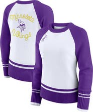WEAR by Erin Andrews Women's WEAR by Erin Andrews White/Purple Minnesota Vikings Colorblock Raglan Sweater