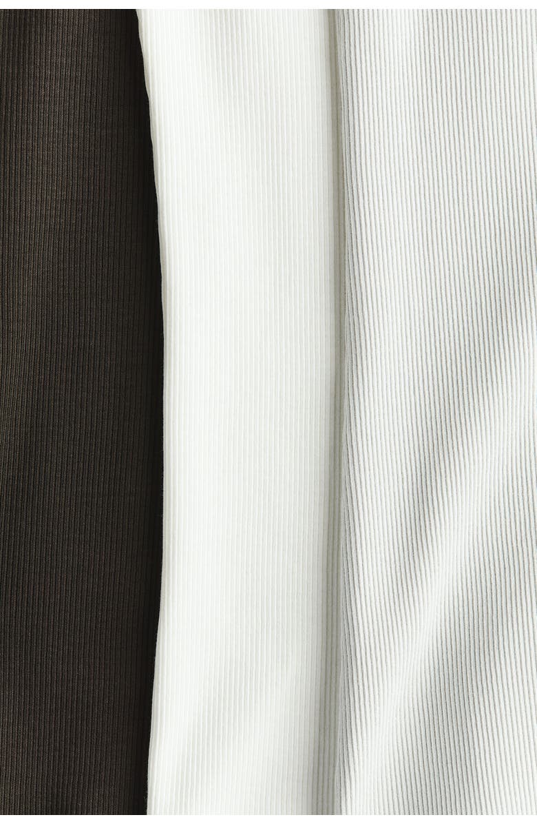 H&M 3-pack Ribbed Vest Tops, Alternate, color, Black/Ivory/Gray