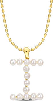 DELMAR 3.5-4mm Freshwater Cultured Pearl Initial Pendant Necklace