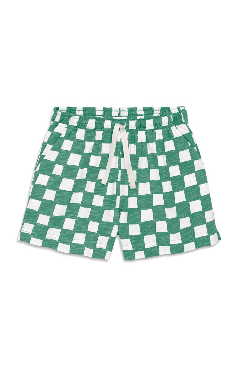 Primary Kids Park Short In Check, Main, color, Sunwashed Teal White Checks