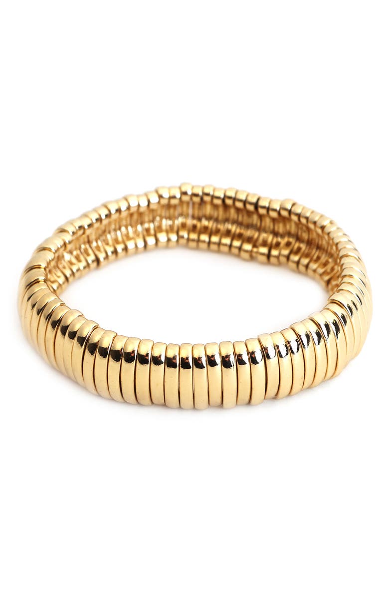 Panacea Bar Bead Stretch Bracelet, Main, color, Gold