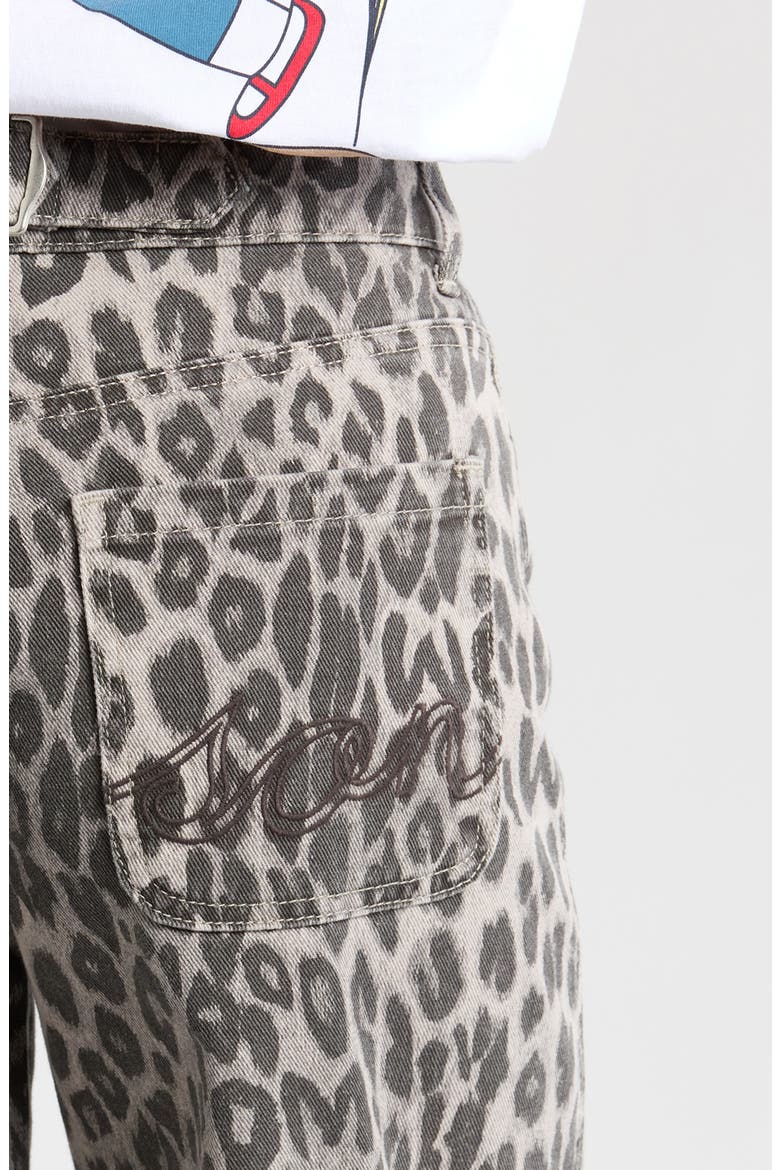 Drew Leopard Print Jeans, Alternate, color, CHARCOAL