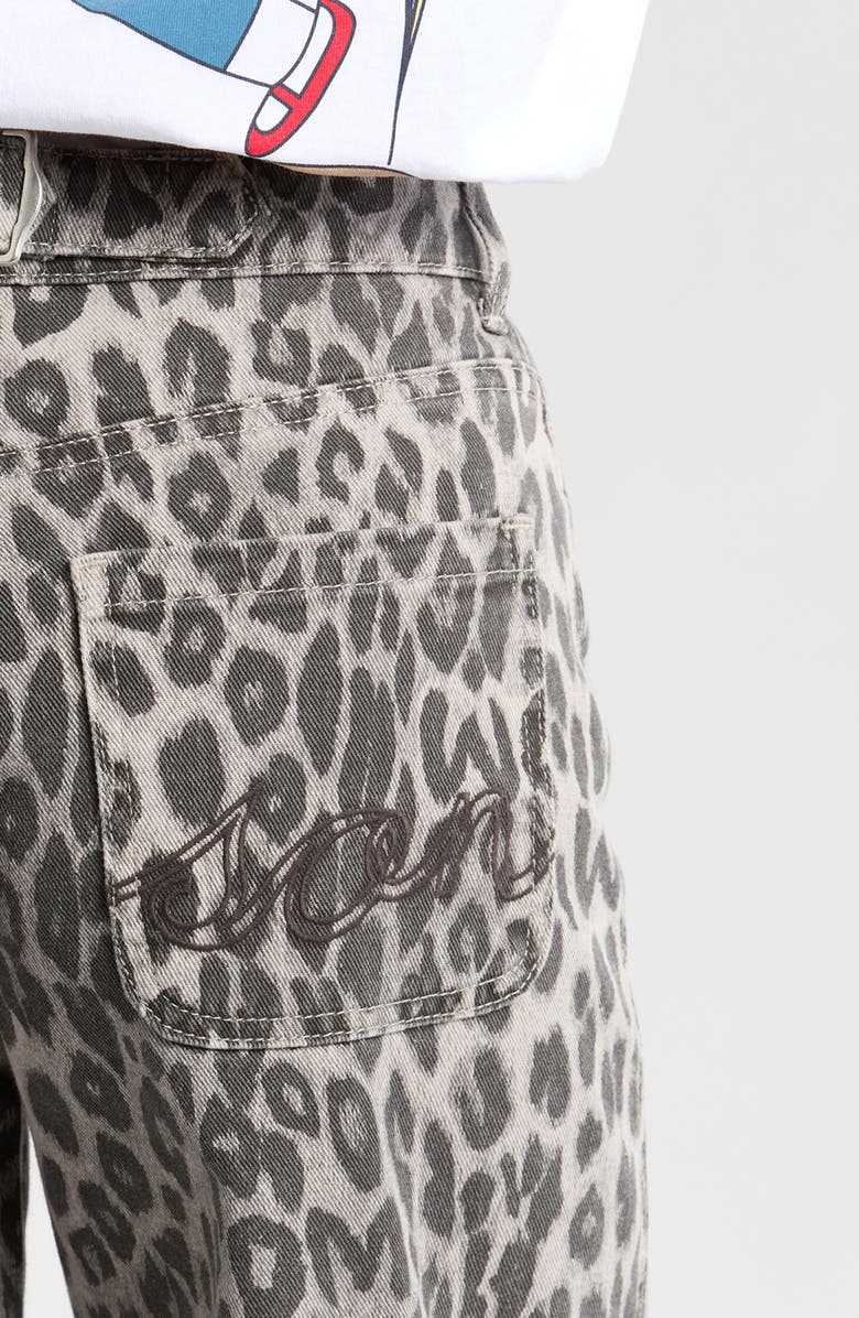 Damson Madder Drew Leopard Print Jeans, Alternate, color, Charcoal