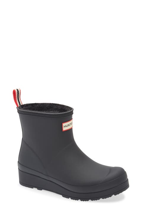 Play Short Faux Shearling Lined Waterproof Rain Boot (Women)
