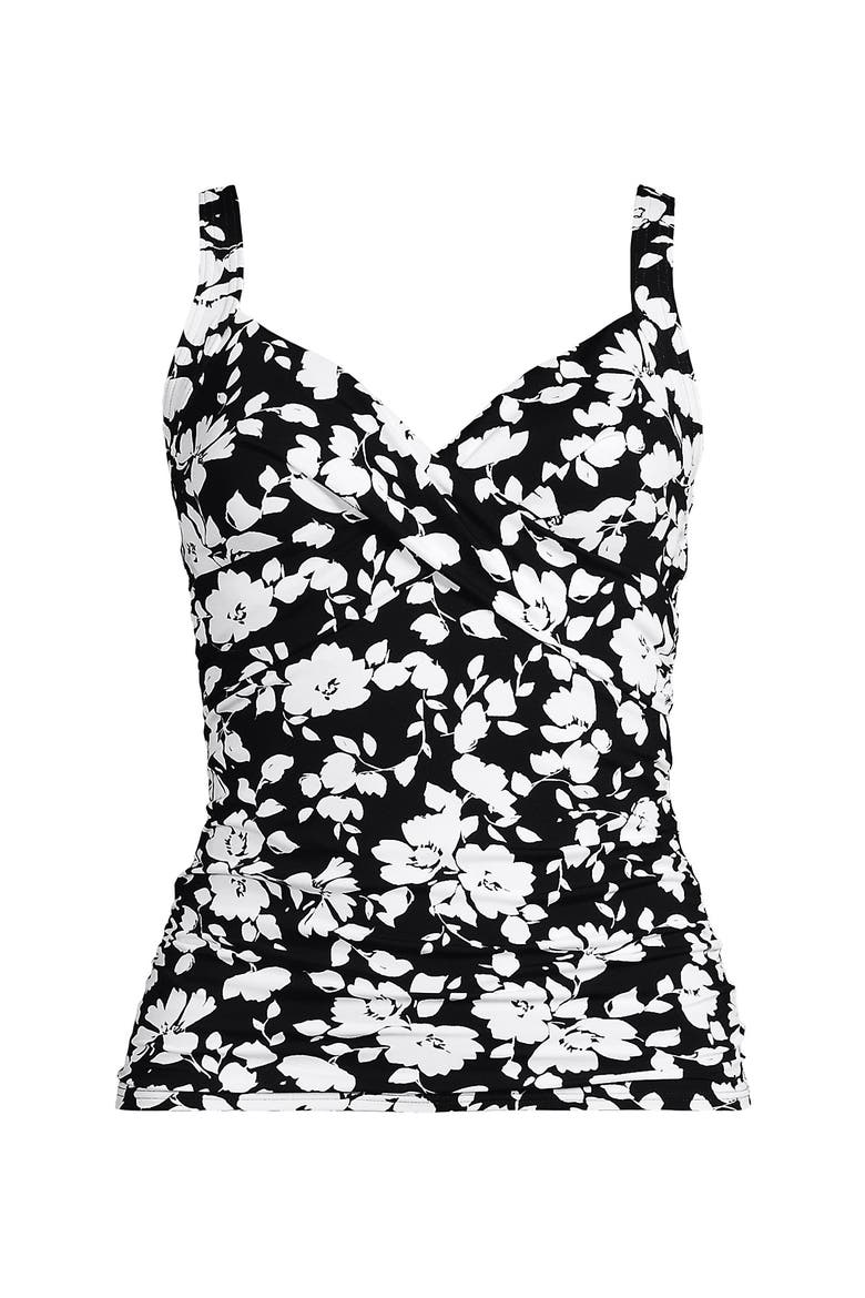 Plus Size Sweetheart Wrap Underwire Tankini Top, Alternate, color, Black Blossom Floral
